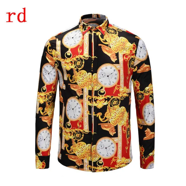 F.N.JACK 2019 New Fashion Men Shirt  Long Sleeve Slim Fit Business Man Shirt Casual Male Hawaiian Shirts Printed Shirt Men