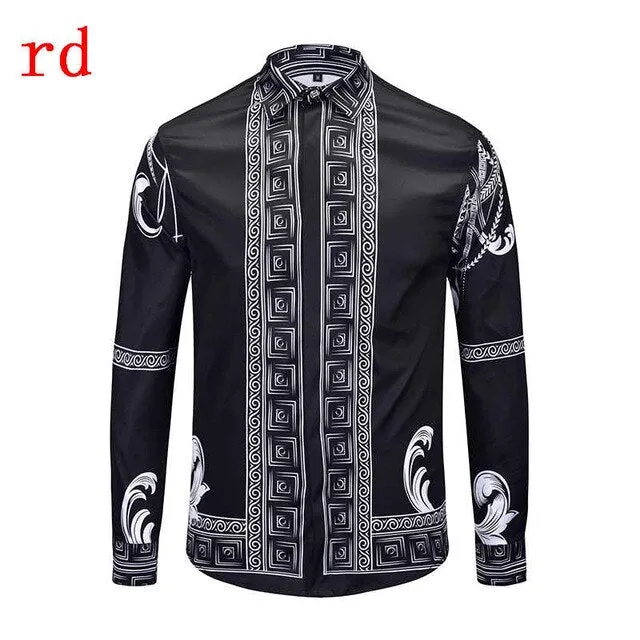 F.N.JACK 2019 New Fashion Men Shirt  Long Sleeve Slim Fit Business Man Shirt Casual Male Hawaiian Shirts Printed Shirt Men