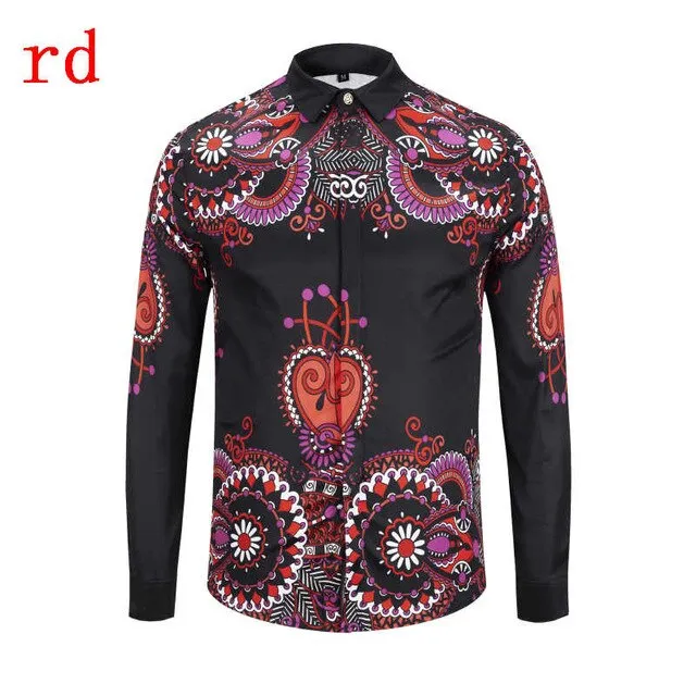 F.N.JACK 2019 New Fashion Men Shirt  Long Sleeve Slim Fit Business Man Shirt Casual Male Hawaiian Shirts Printed Shirt Men