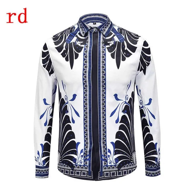 F.N.JACK 2019 New Fashion Men Shirt  Long Sleeve Slim Fit Business Man Shirt Casual Male Hawaiian Shirts Printed Shirt Men