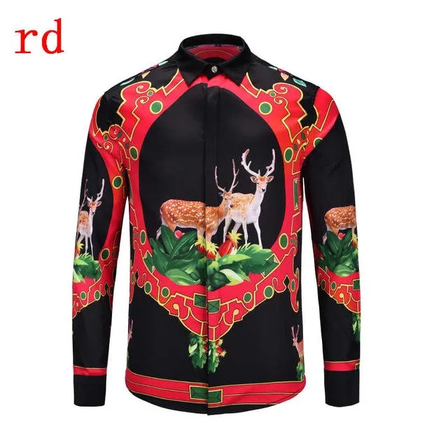 F.N.JACK 2019 New Fashion Men Shirt  Long Sleeve Slim Fit Business Man Shirt Casual Male Hawaiian Shirts Printed Shirt Men