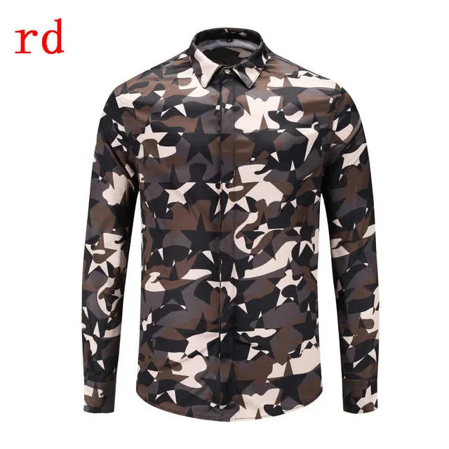 F.N.JACK 2019 New Fashion Men Shirt  Long Sleeve Slim Fit Business Man Shirt Casual Male Hawaiian Shirts Printed Shirt Men