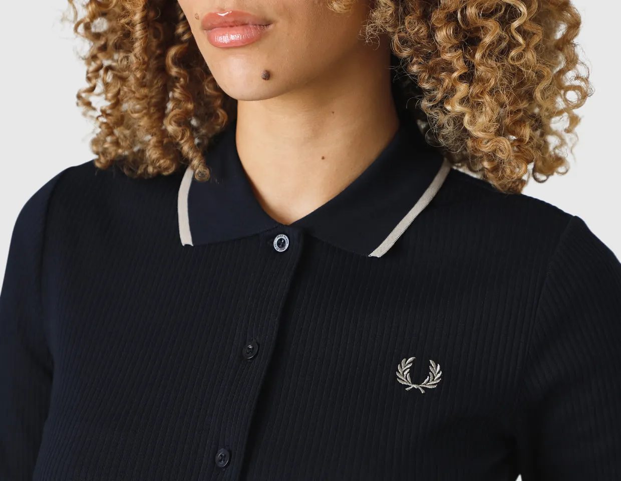 Fred Perry Women's Button Through Ribbed Shirt / Navy