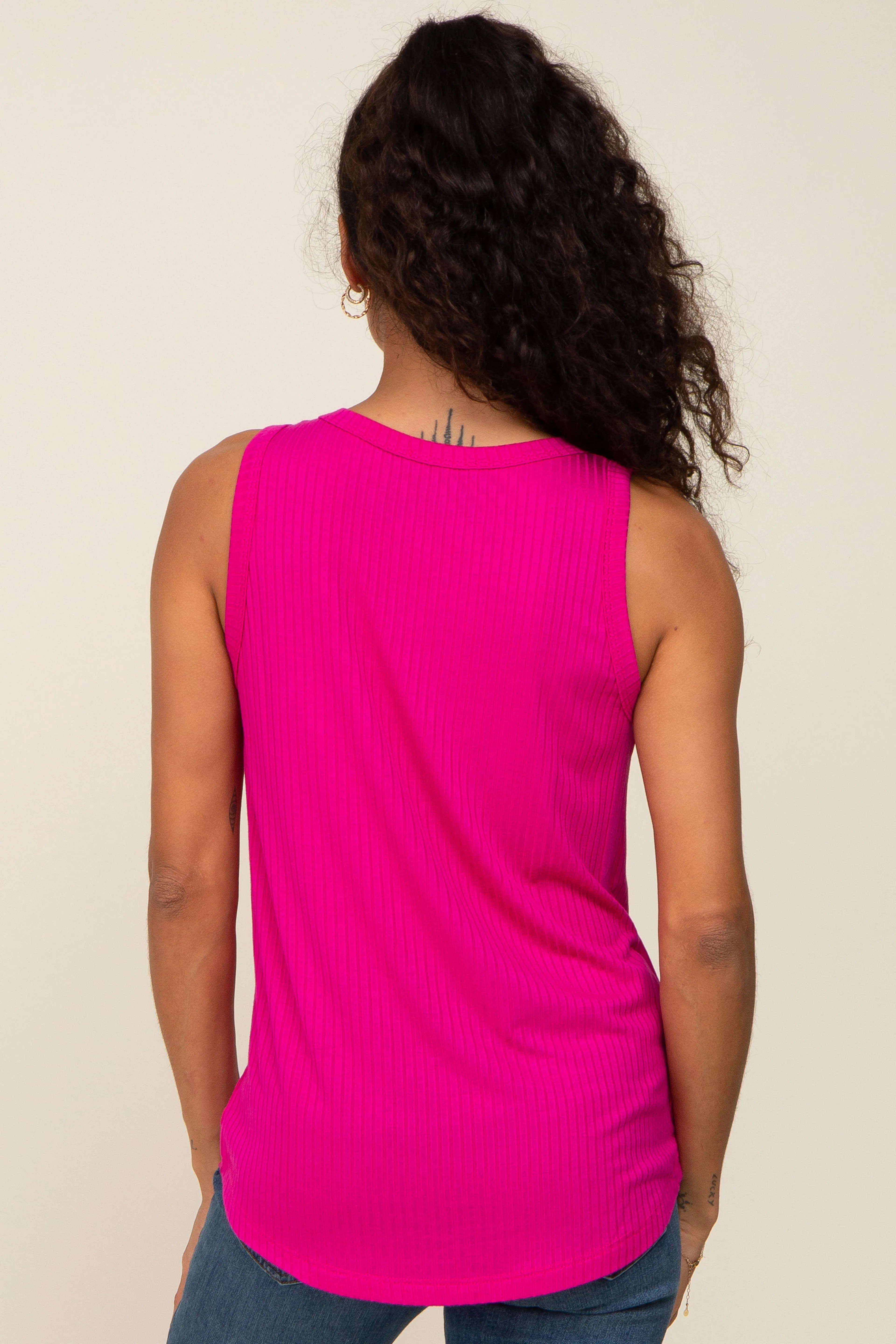 Fuchsia Ribbed Basic Tank