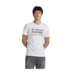 G-STAR D24420 Distressed Originals Slim T Shirt Uomo White