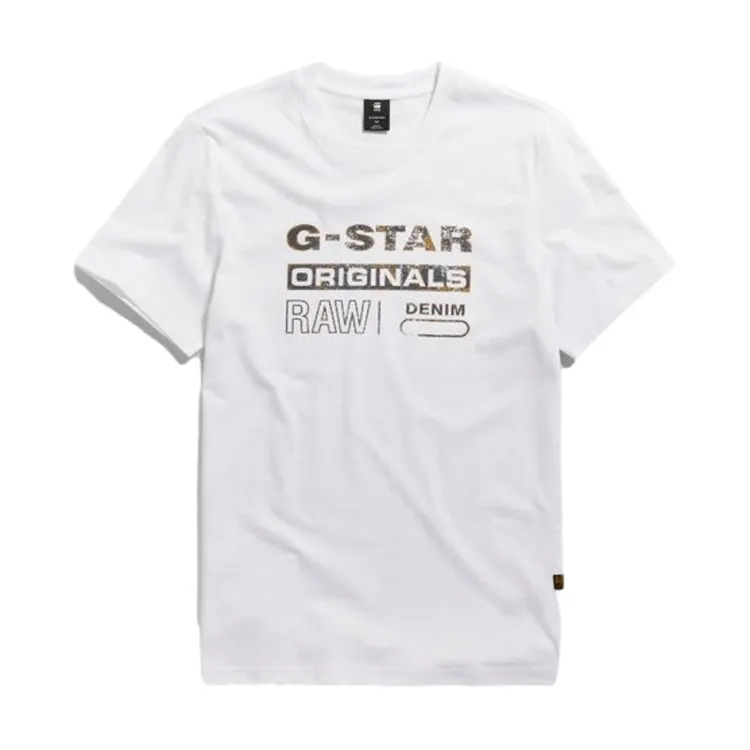 G-STAR D24420 Distressed Originals Slim T Shirt Uomo White