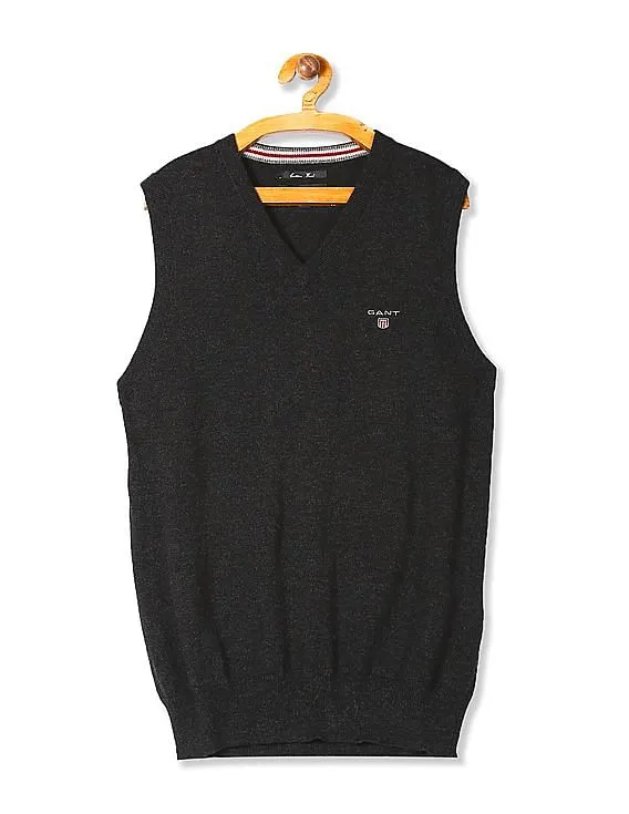 Gant Grey V-Neck Sleeveless Sweater