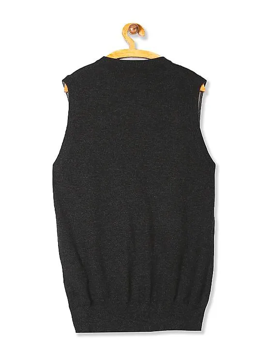 Gant Grey V-Neck Sleeveless Sweater