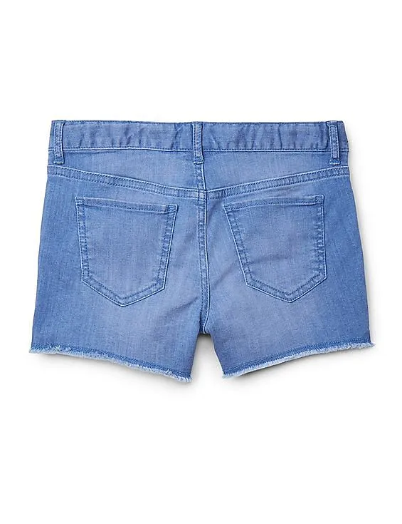 GAP Girls Blue Embroidery Shorty Shorts With High Stretch