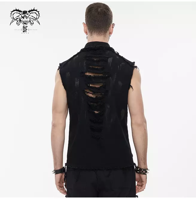 Gothic Ripped Ring Detail Sleeveless Shirt