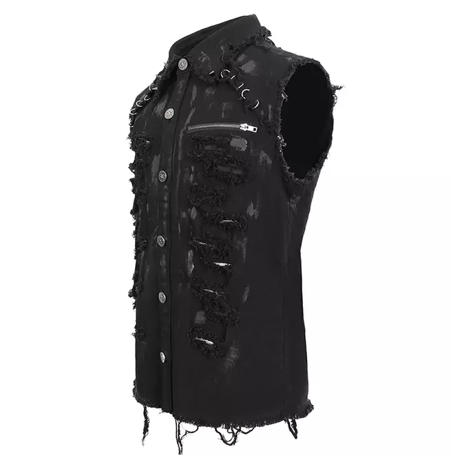 Gothic Ripped Ring Detail Sleeveless Shirt