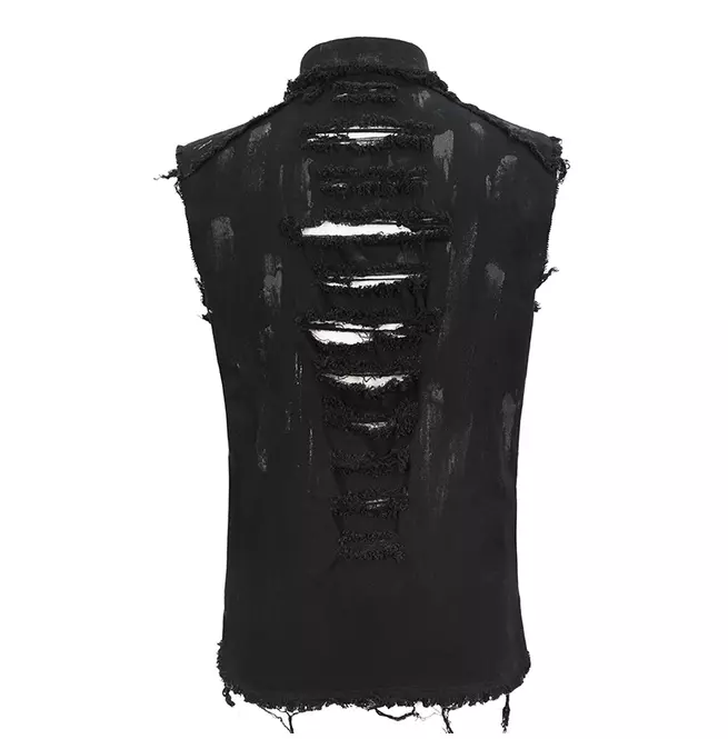 Gothic Ripped Ring Detail Sleeveless Shirt