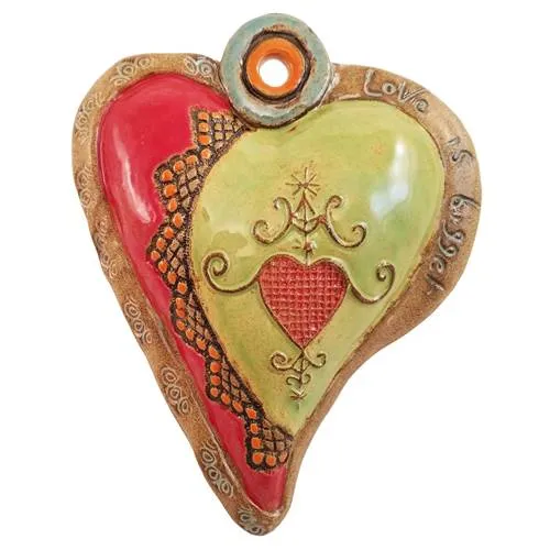 Hearts for Haiti Raw Rim Ceramic Wall Art by Laurie Pollpeter