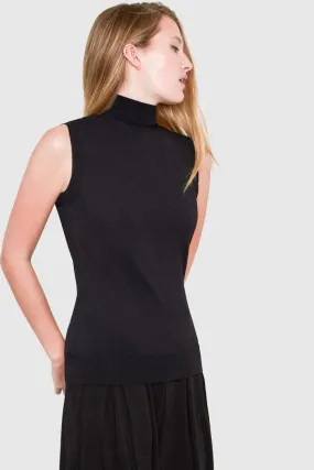 HEPBURN SLEEVELESS VISCOSE SWEATER - BLACK