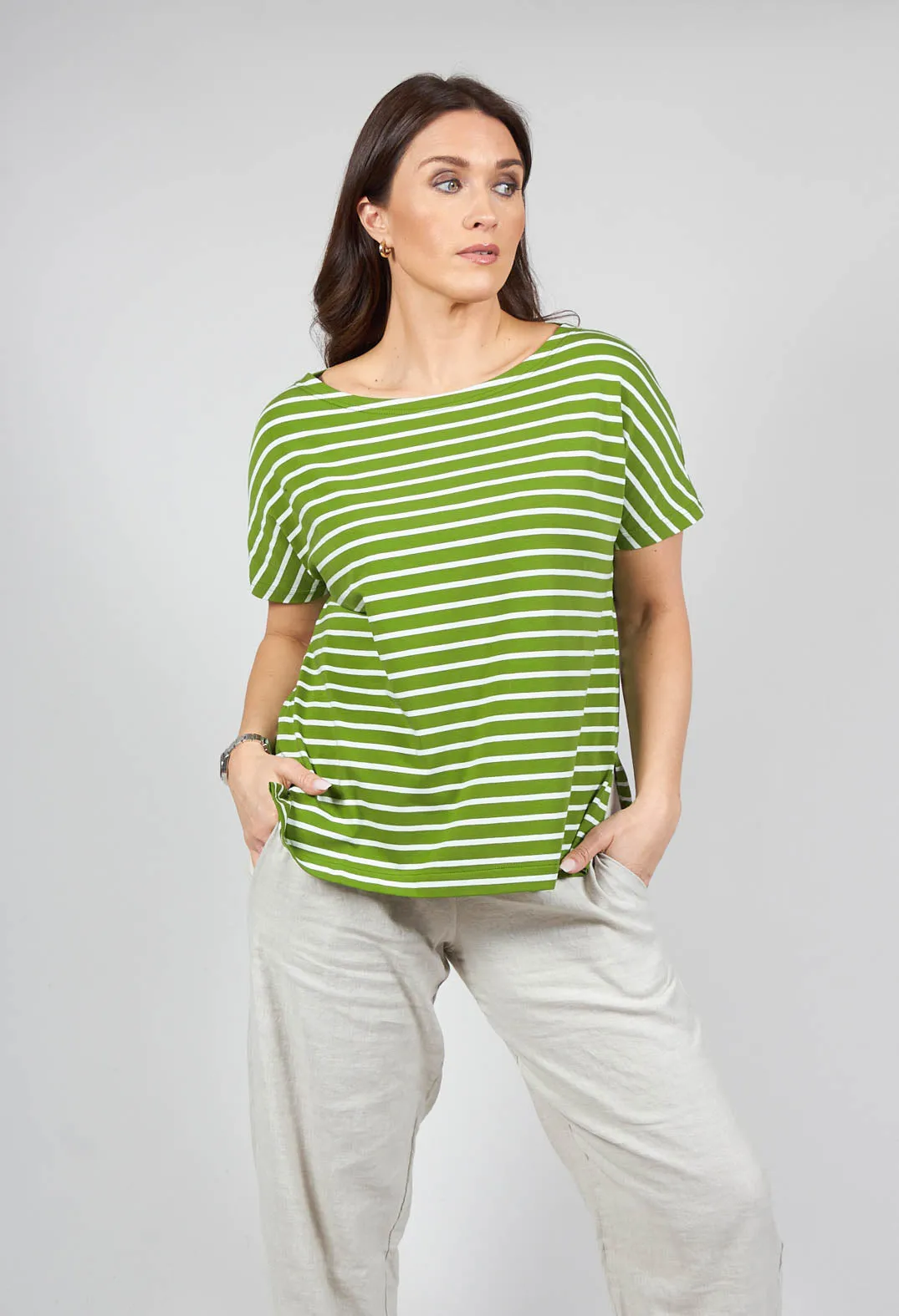 Ibisco R Stripe T-Shirt in Avocado