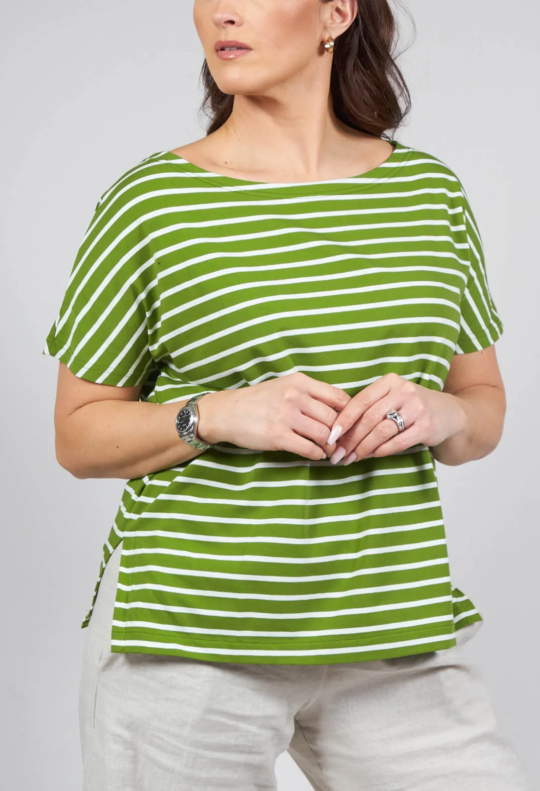 Ibisco R Stripe T-Shirt in Avocado