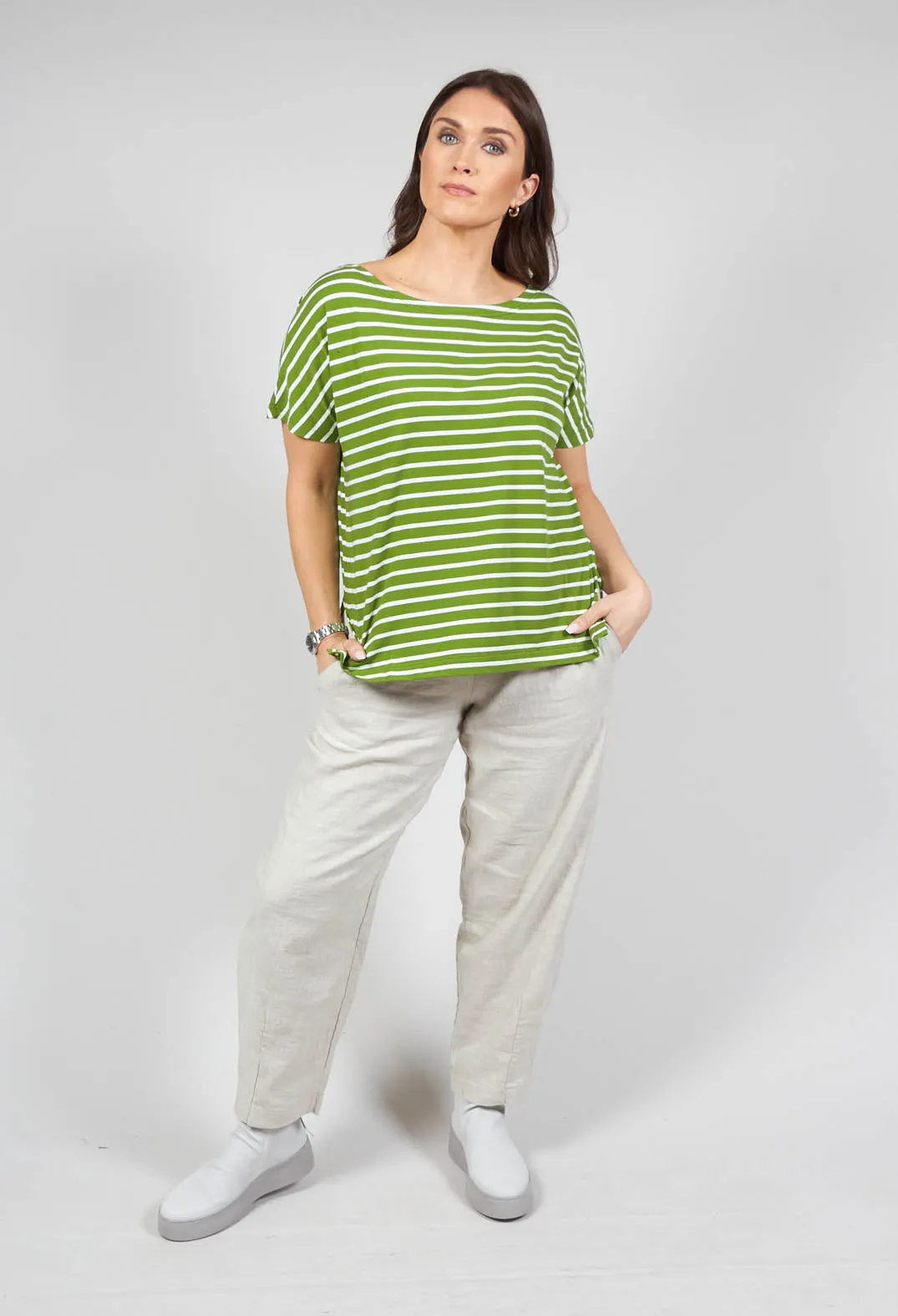 Ibisco R Stripe T-Shirt in Avocado