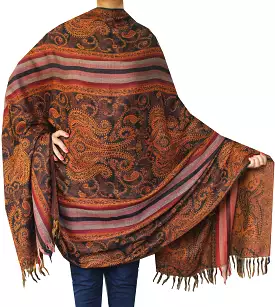 Indian Paisley Scarves Wraps Womens Wool Shawl (82 x 42 inches)