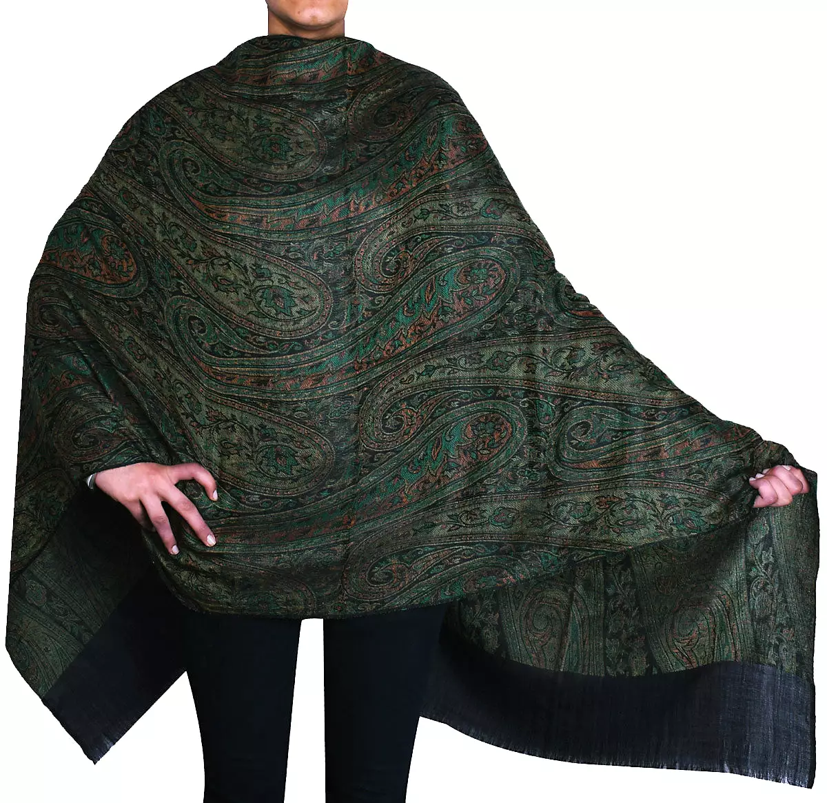 Indian Wraps Paisley Shawl Women's Wool Shawl (80 x 40 inches)