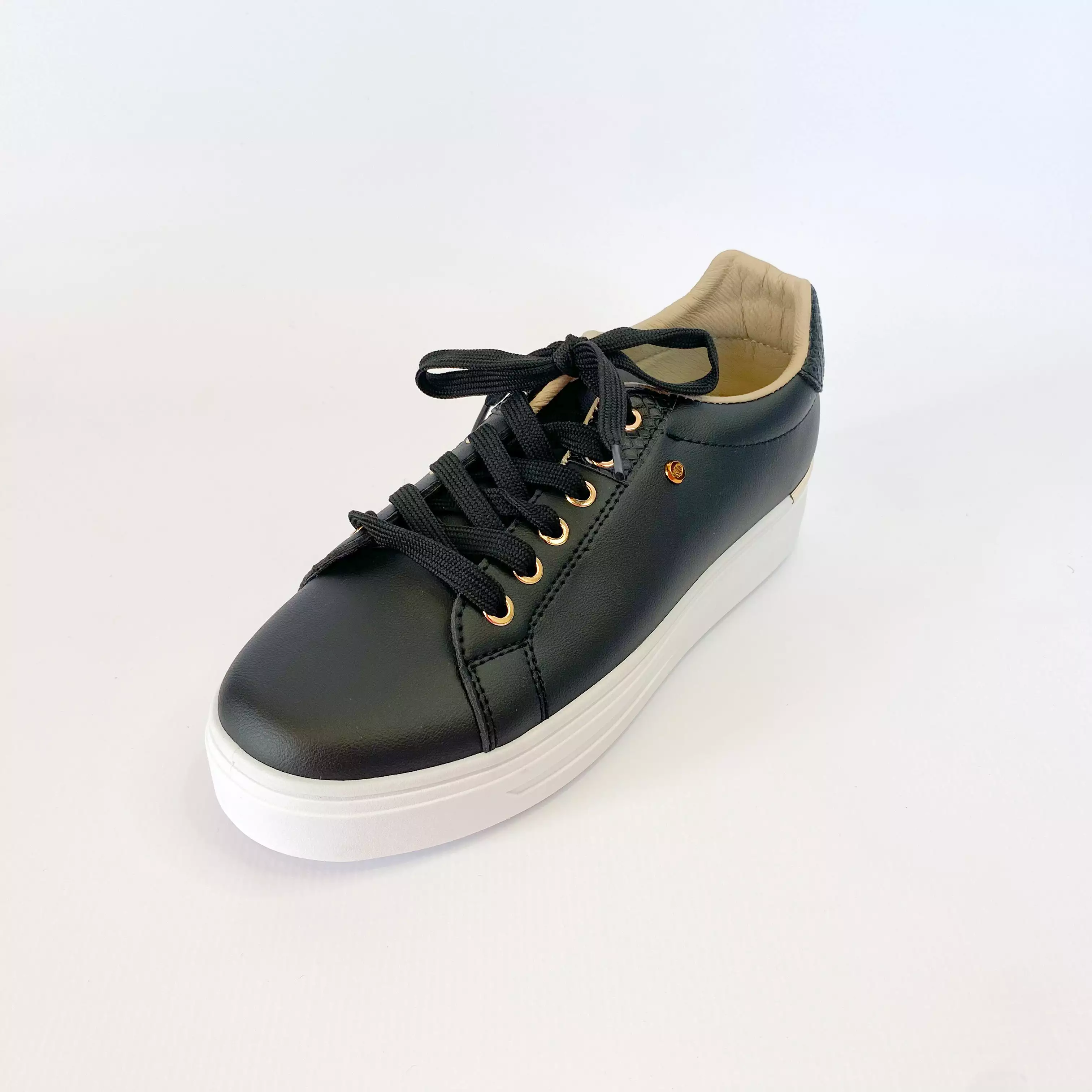 KG black with gold eyelet sneaker