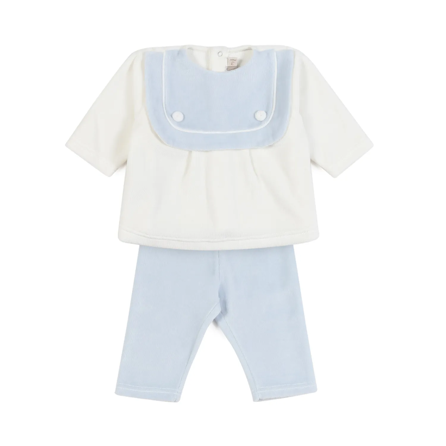 La Stupenderia White And Light Blue 2-Piece Romper For Baby Boy