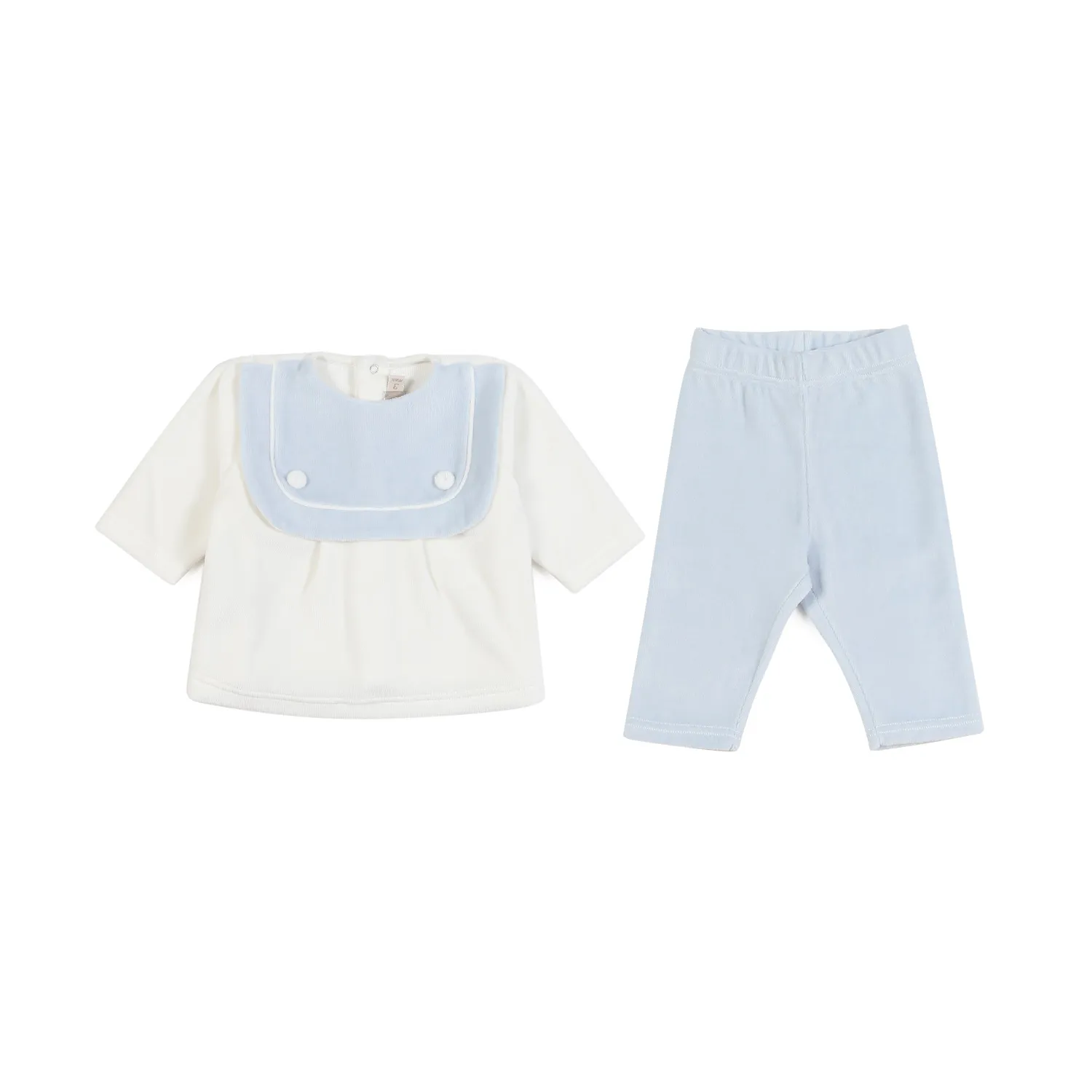 La Stupenderia White And Light Blue 2-Piece Romper For Baby Boy