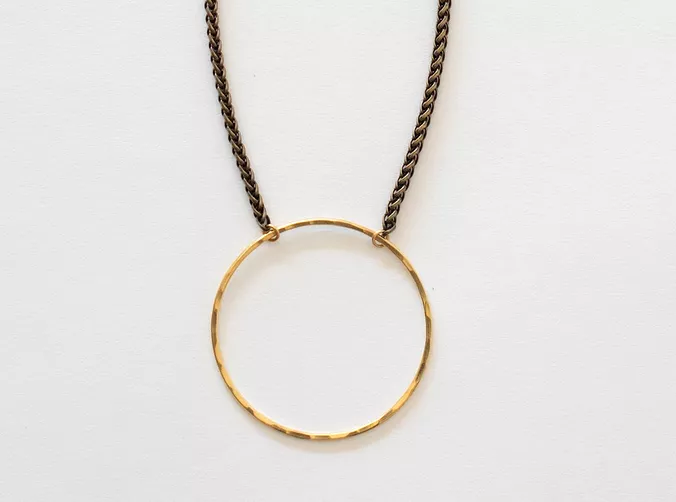 Large Brass Circle Necklace