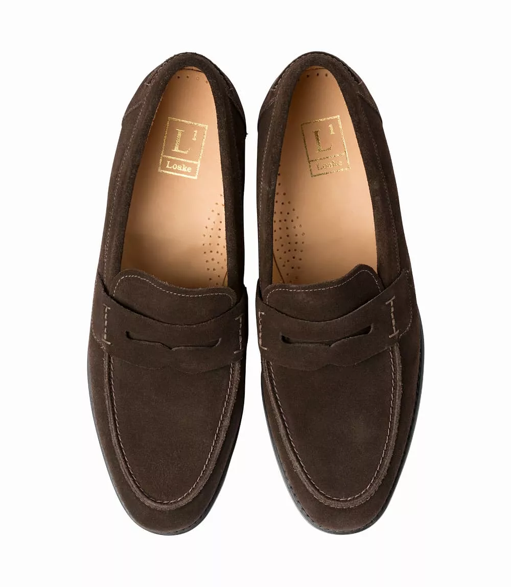 LOAKE 356 Classic apron penny Loafer - Dark Brown Suede