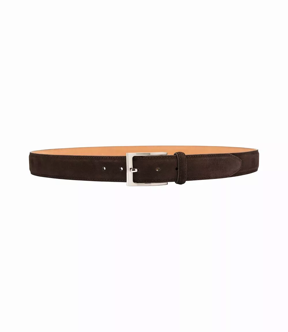 Loake William Leather Belt -Dark Brown Suede