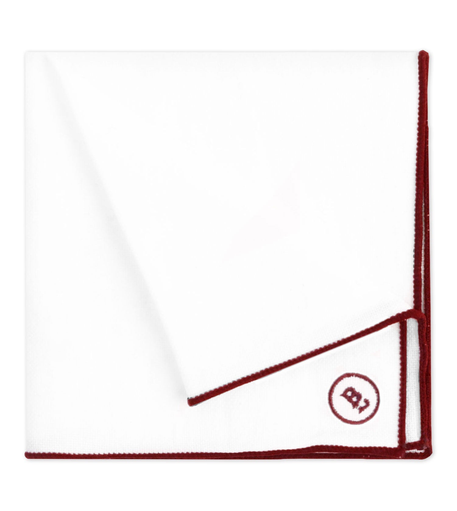 Maroon Edged White Pocket Square