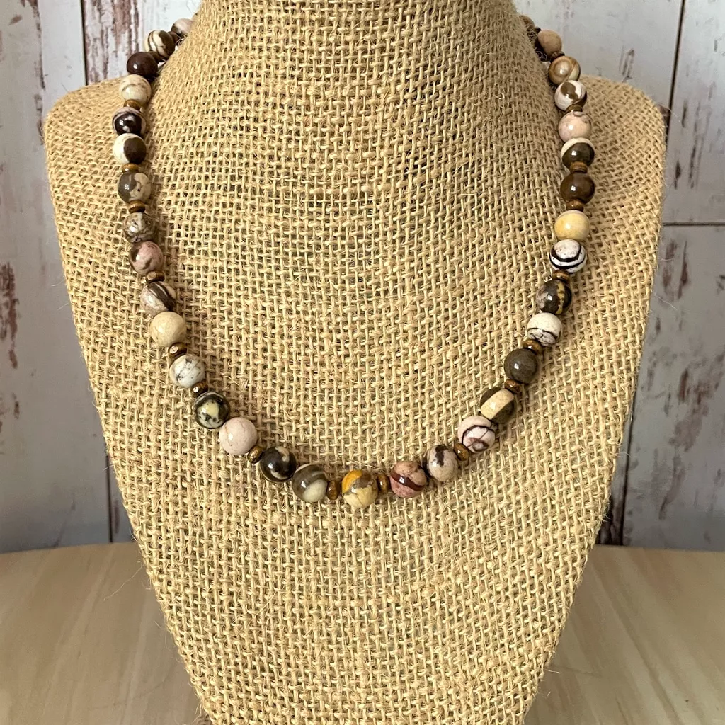 Mens Australia Brown Agate Beaded Necklace