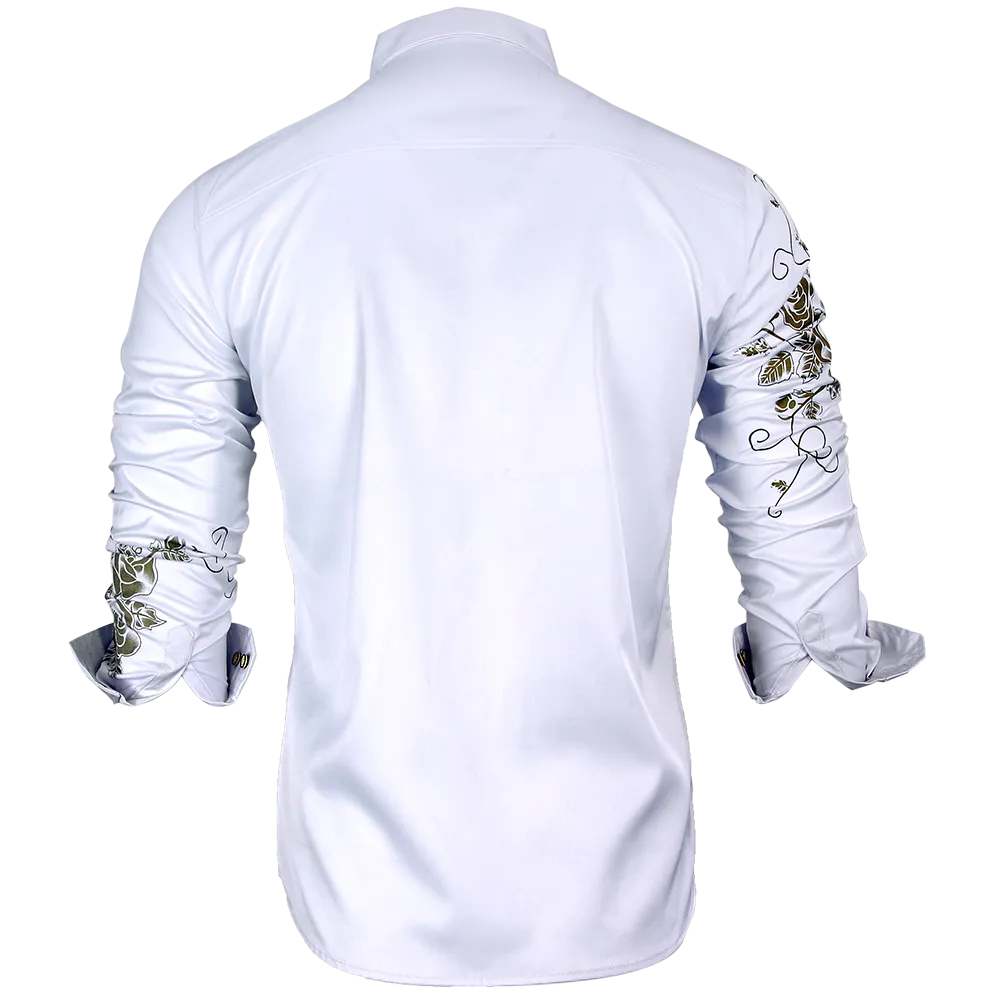 Men's Casual Vintage Fashion Floral Designer Slim Fit Long Sleeve Shirt