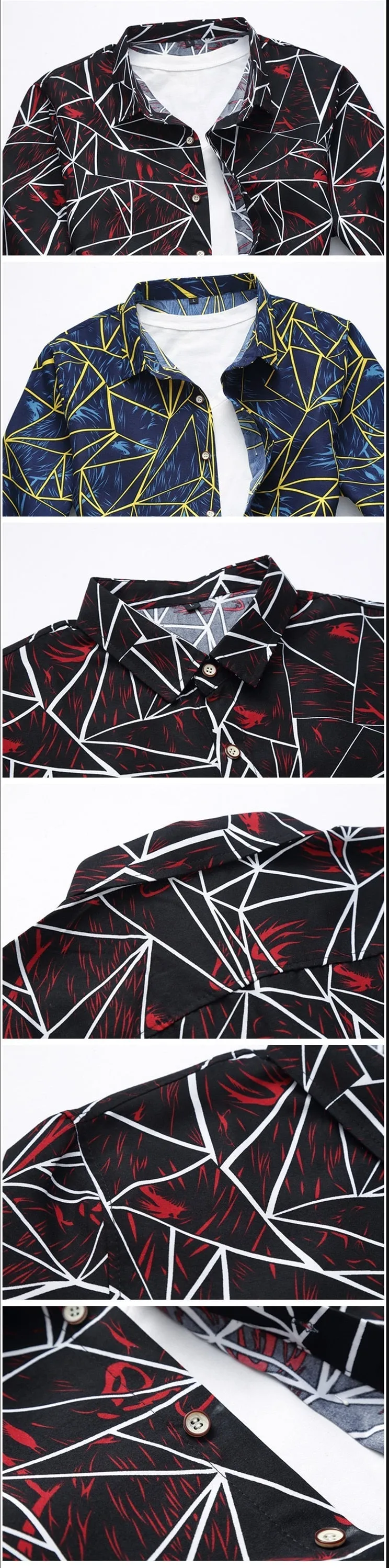 Men's Regular Flower Printed Broadcloth Casual Long Sleeve Slim Shirt