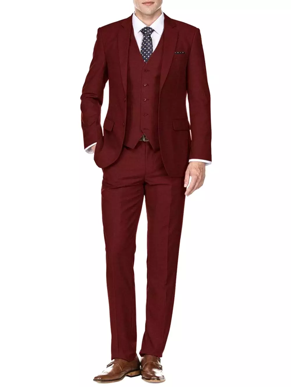 Men's Signature 3-Piece Slim Fit Suits (Burgundy, Lt Grey, Indigo)