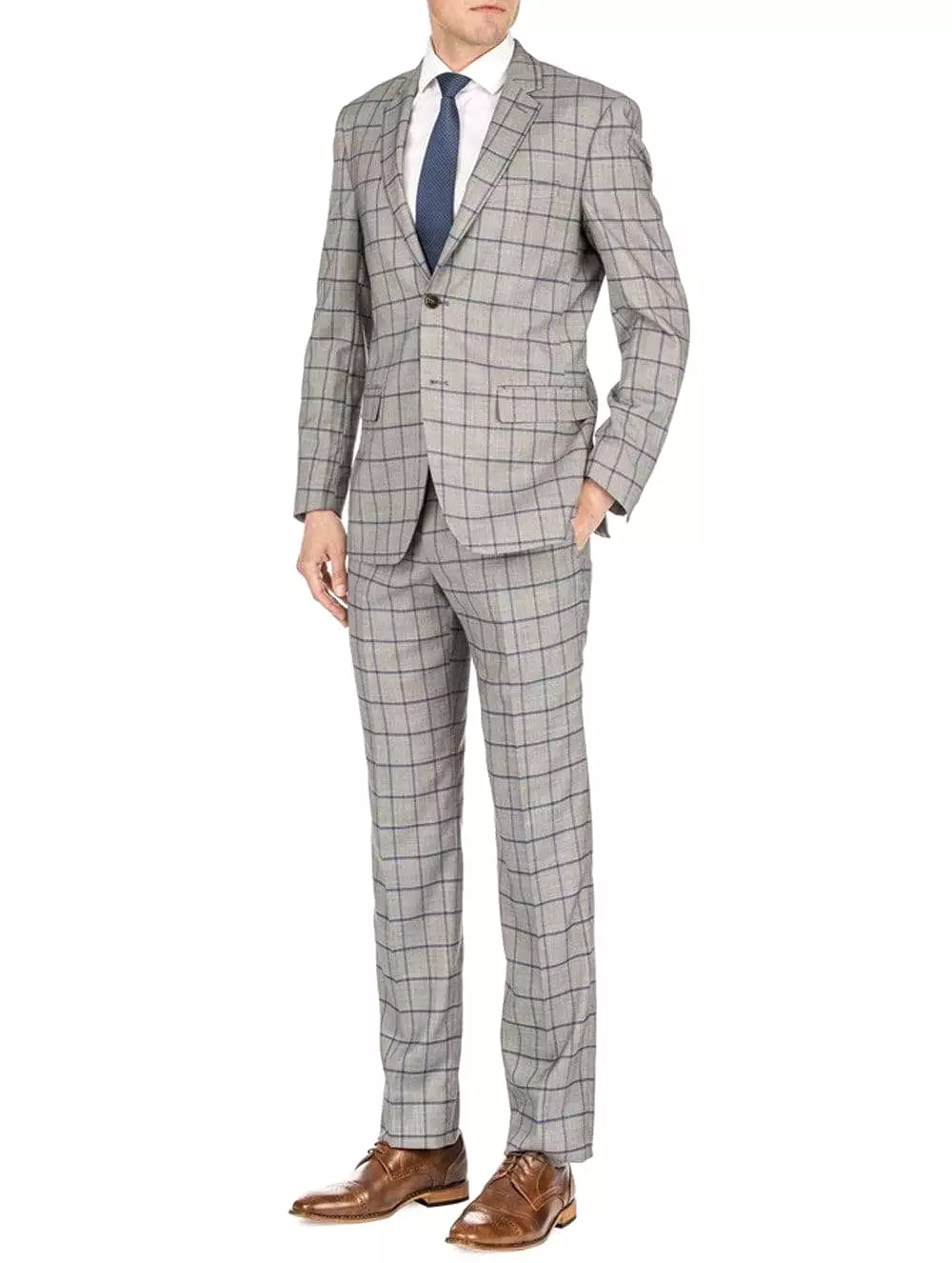 Men's Window Pane Slim Fit Suits