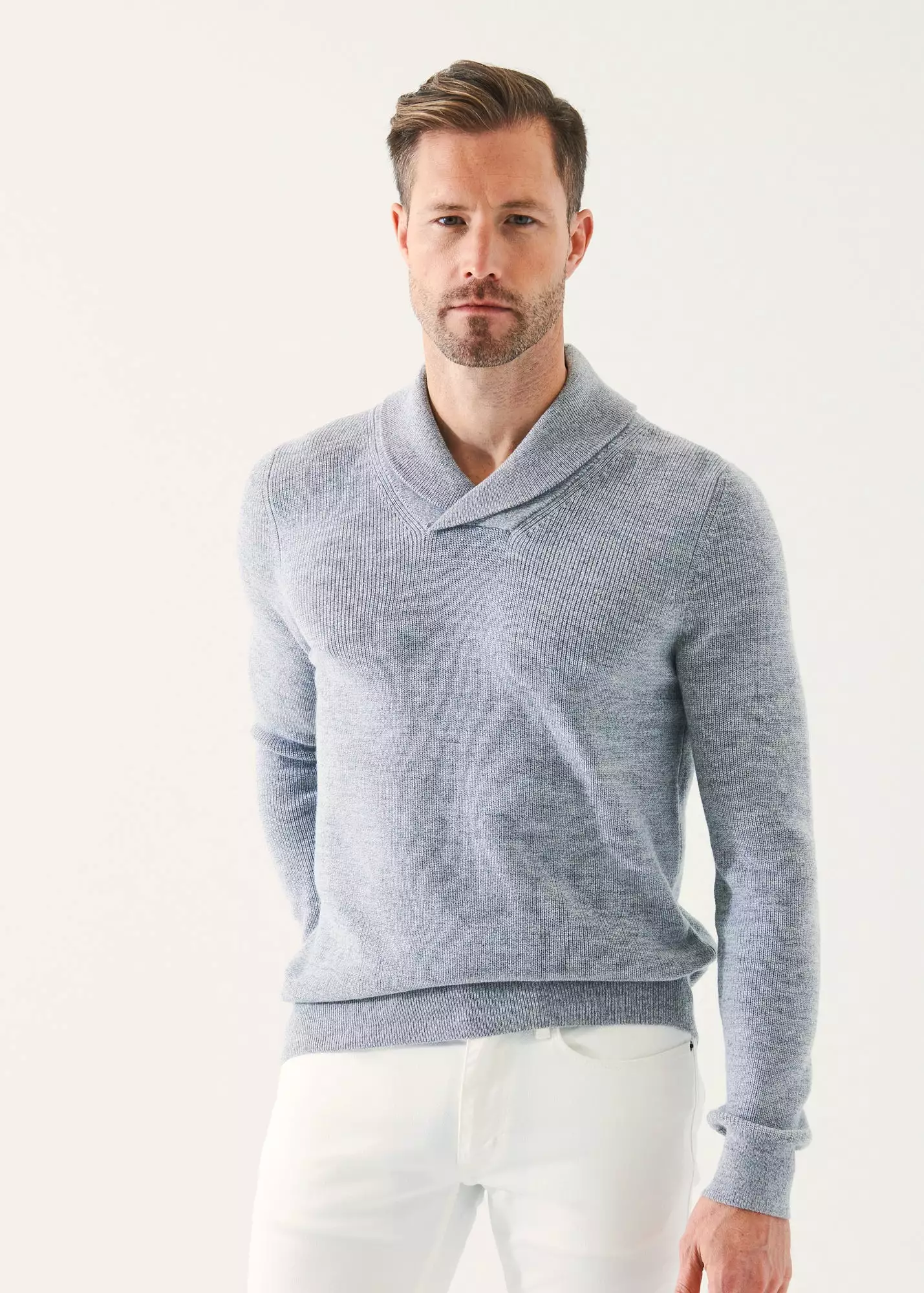 MERINO WOOL SHAWL COLLAR  SWEATER