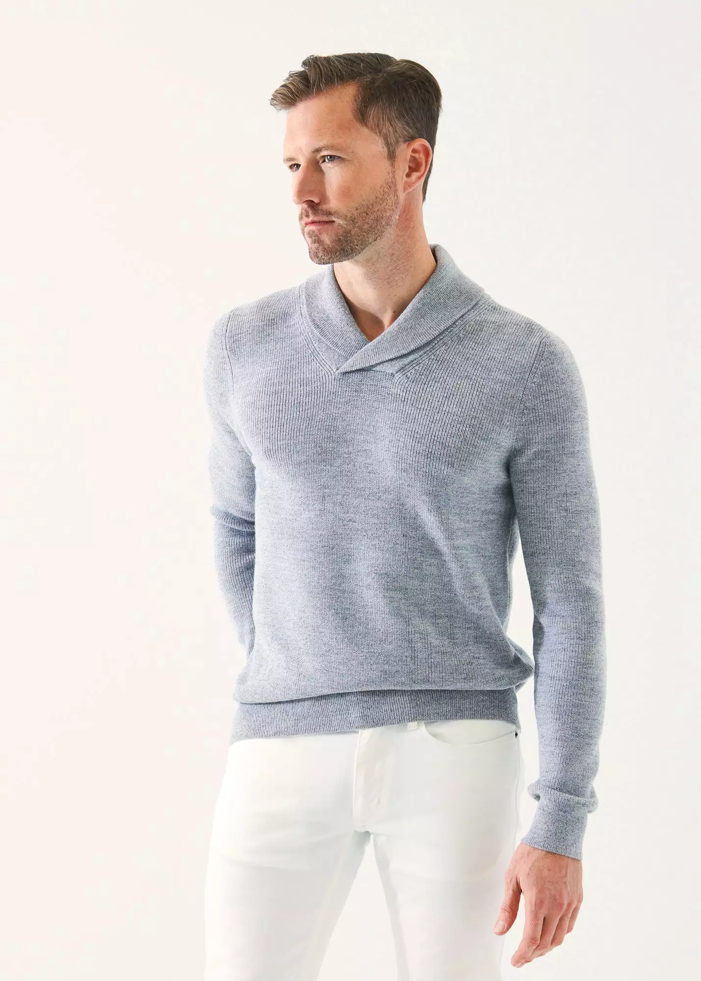 MERINO WOOL SHAWL COLLAR  SWEATER