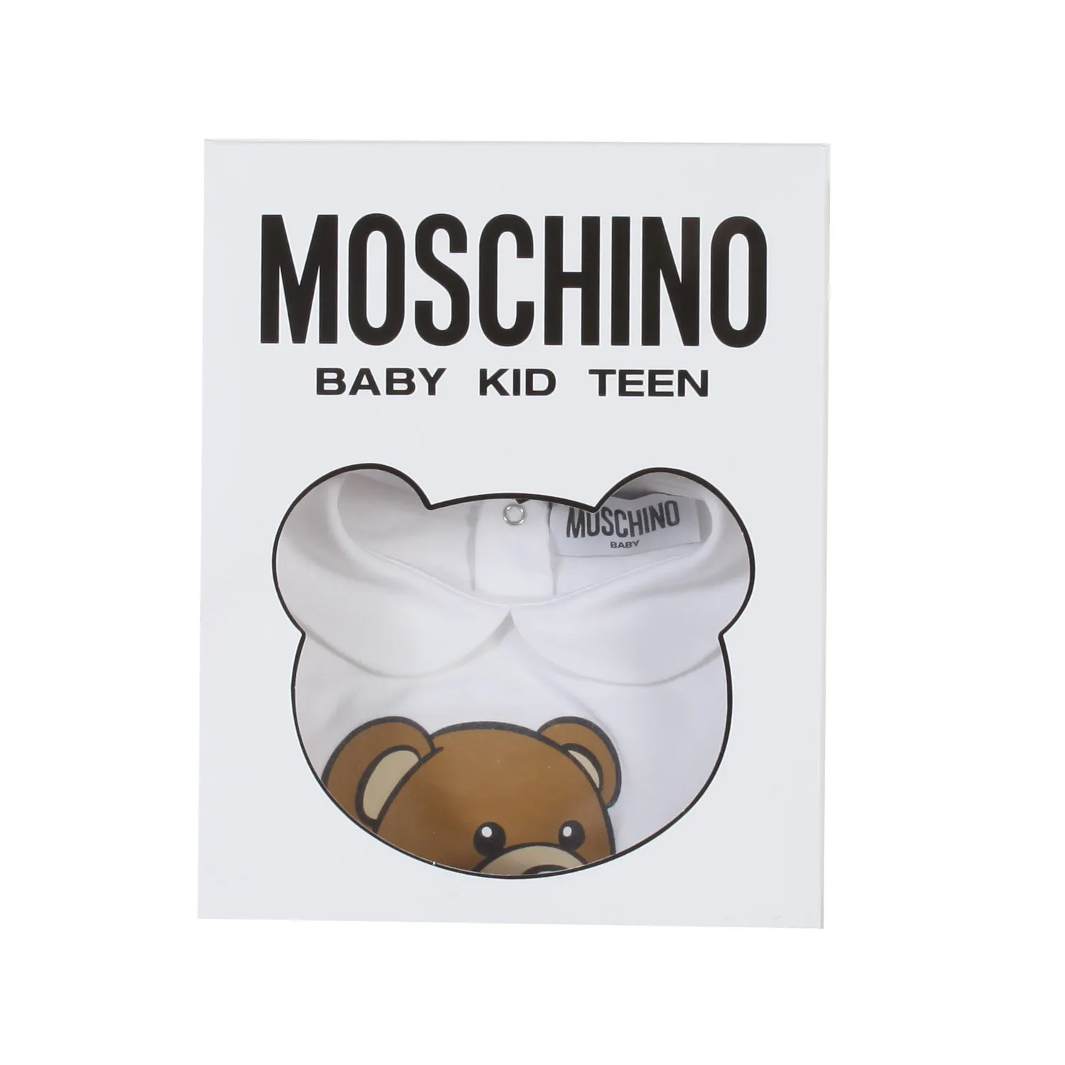 Moschino White Short Romper Gift Set With Teddy Bear