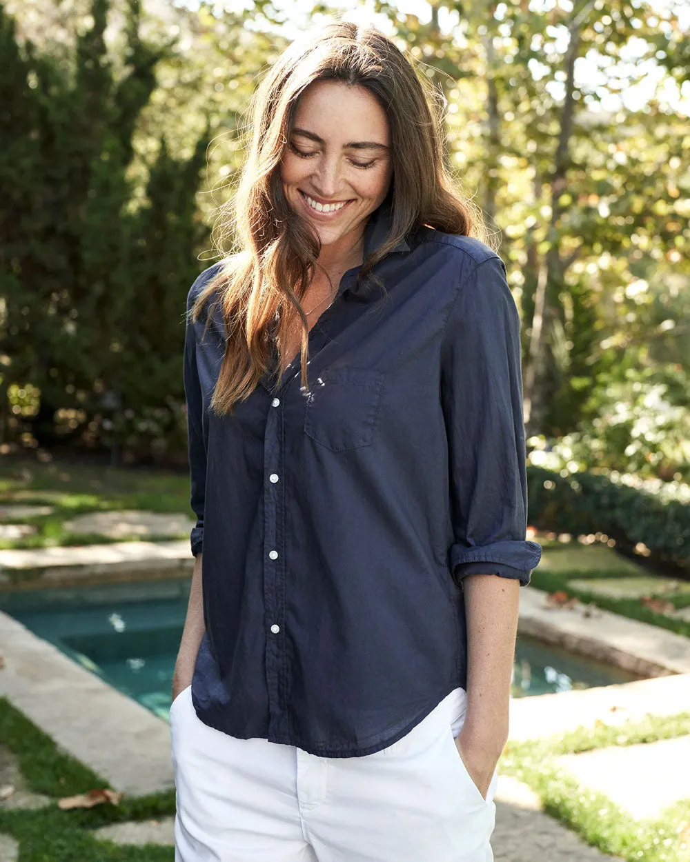 Navy Featherweight Relaxed Eileen Button Up Shirt