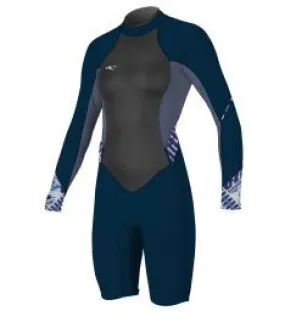 O'Neill Bahia 2/1mm Long Sleeve Ladies Shorty Wetsuit 2018 - Navy