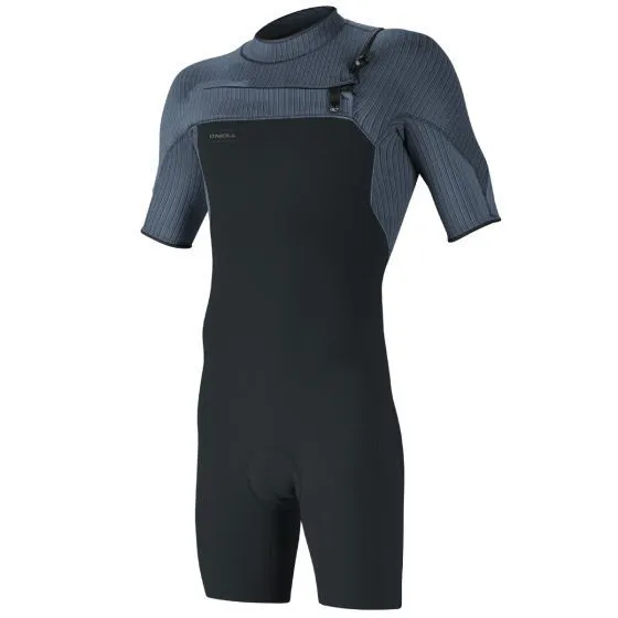 O'Neill Hyperfreak 2mm Mens Chest Zip Shorty Wetsuit 2022 - Gunmetal/Cadet Blue