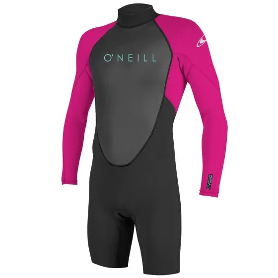 O'Neill Reactor II 2mm Youth Long Sleeve Back Zip Shorty Wetsuit 2024 - Black/Berry