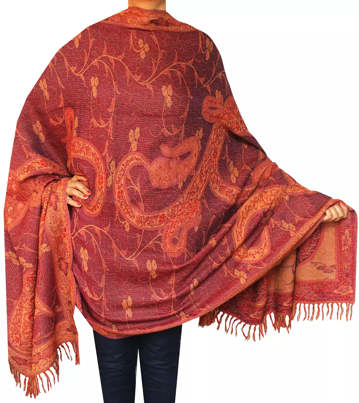 Paisley Indian Scarves Wraps Womens Wool Shawl (82 x 42 inches)