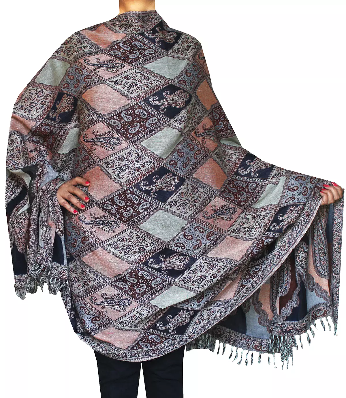 Paisley Women's Wool Shawl Wrap Gift India Clothes (82 x 42 inches)