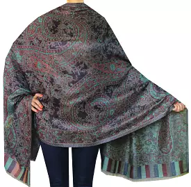 Paisley Wool Shawl Scarf Womens Wrap India Clothing (84 x 30 inches)