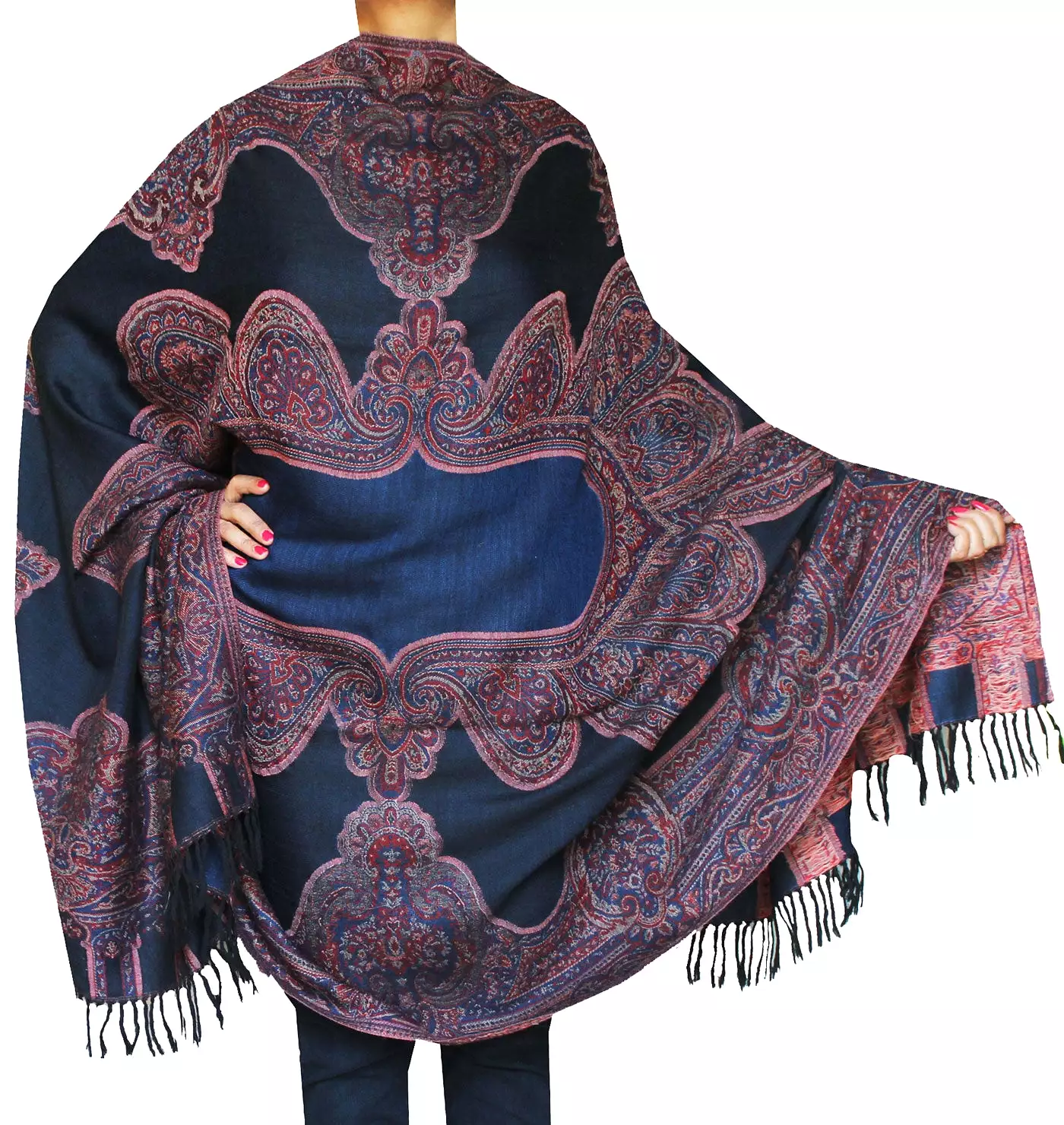 Paisley Wool Shawl Wrap Gift Women's India Clothes (82 x 42 inches)