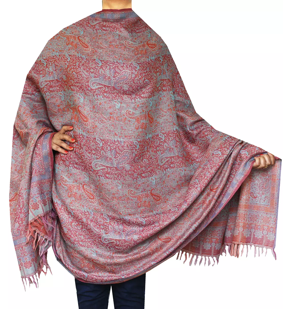 Paisley Wool Shawl Wrap Gift Womens India Clothes (82 x 42 inches)