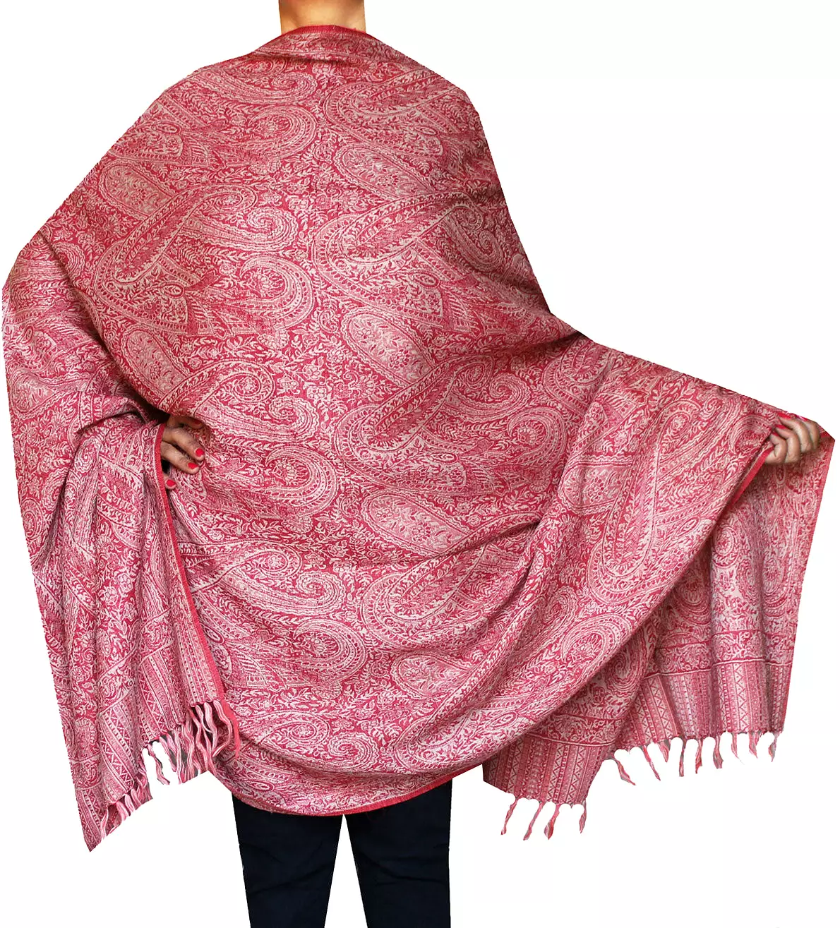 Paisley Wool Shawl Wrap Gift Women's India Clothing(82 x 42 inches)