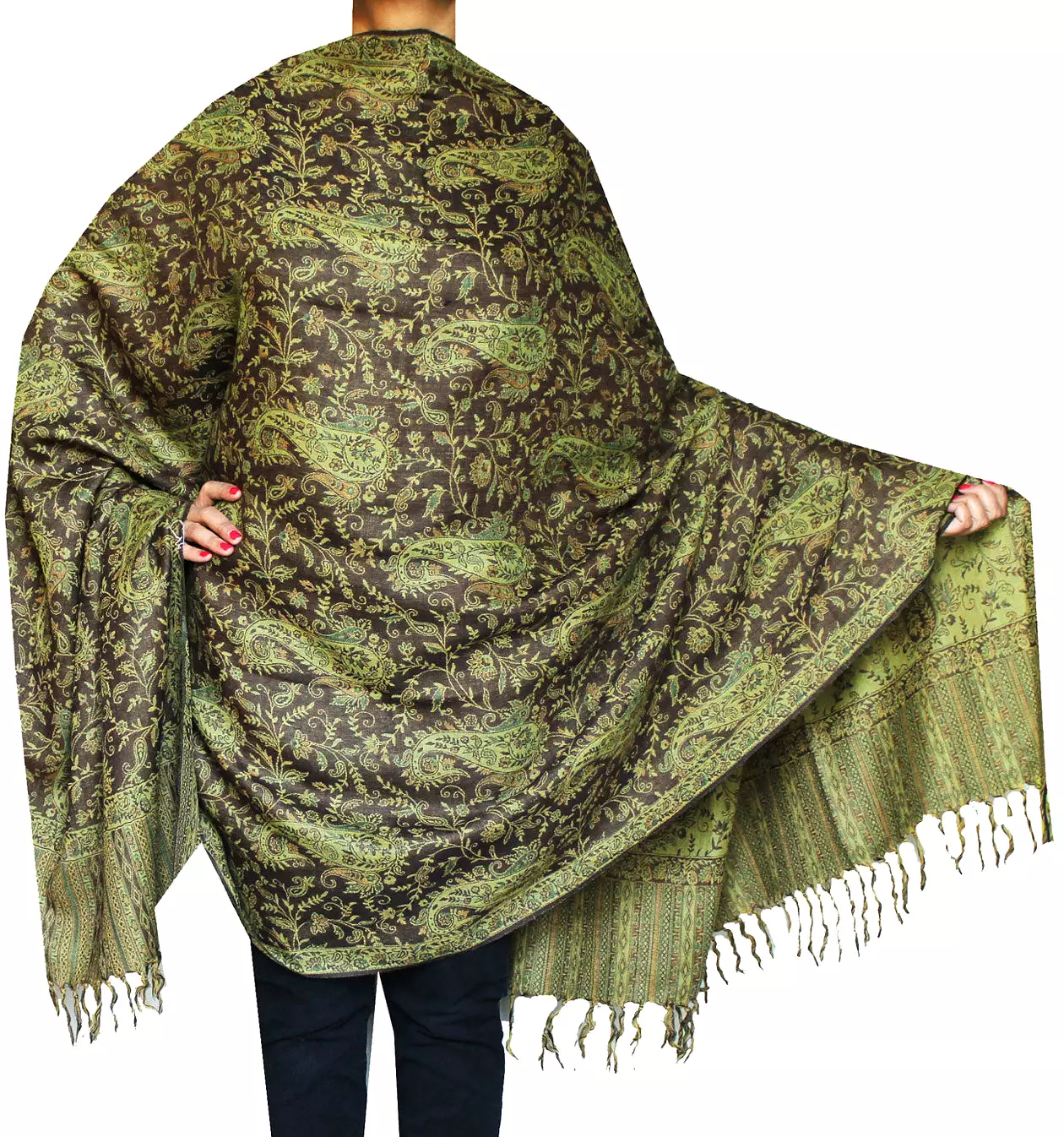 Paisley Wool Shawl Wrap Women's Gift India Clothing (82 x 42 inches)