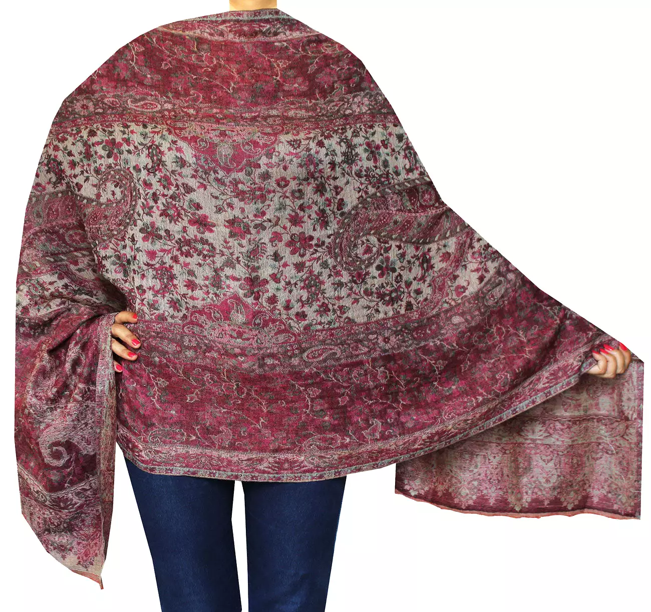 Paisley Wool Womens Scarf Shawl Gift Indian Clothing (84 x 30 inches)